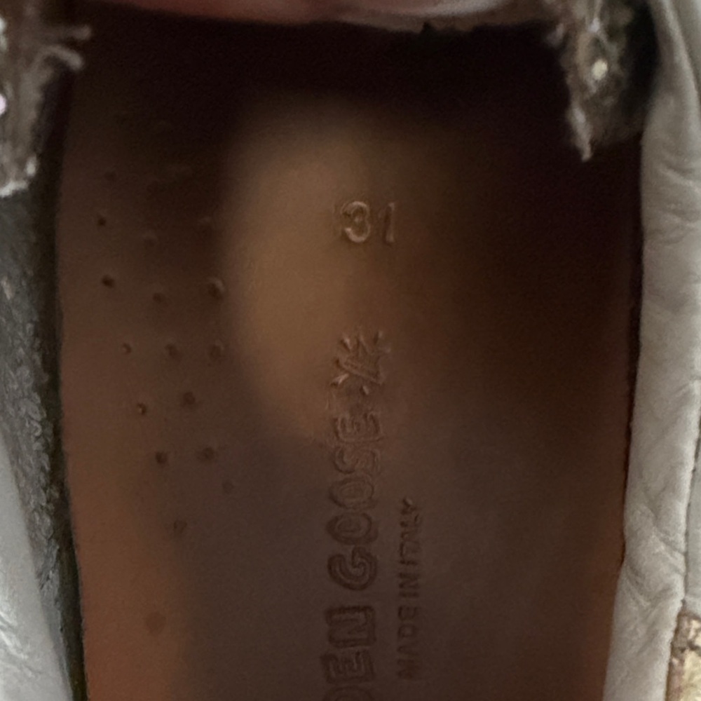 Golden Goose White and Silver Glitter Star Sneakers - Picture 3 of 7